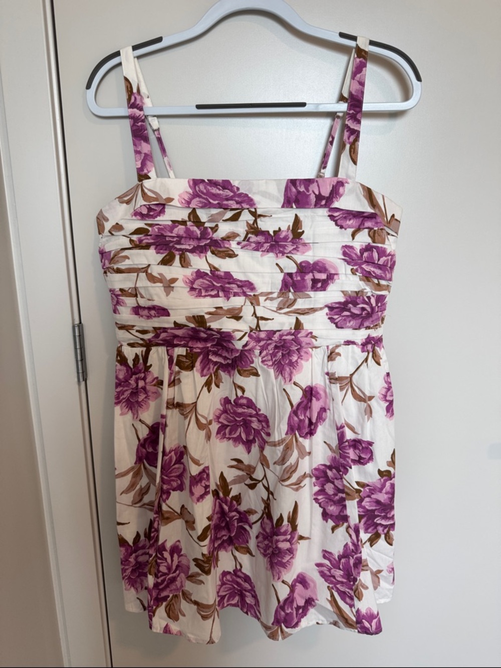 Abercrombie & Fitch White Mini Dress with Purple Floral Print